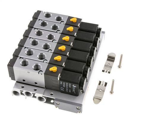 G1/4'' 6x Pneumatic Valve Terminal 24V DC 1.5-8bar/21.0-112psi Multi-pole E.MC