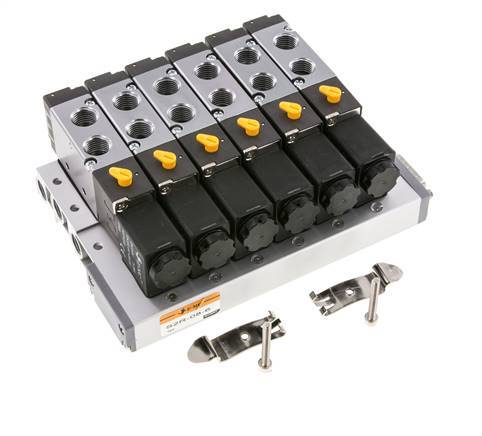 G1/4'' 6x Pneumatic Valve Terminal 24V DC 1.5-8bar/21.0-112psi Multi-pole E.MC