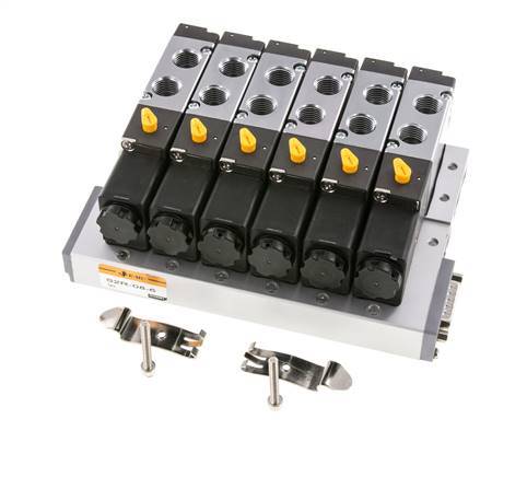 G1/4'' 6x Pneumatic Valve Terminal 24V DC 1.5-8bar/21.0-112psi Multi-pole E.MC