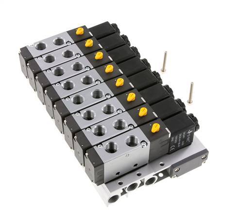 G1/4'' 8x Pneumatic Valve Terminal 24V DC 1.5-8bar/21.0-112psi Multi-pole E.MC