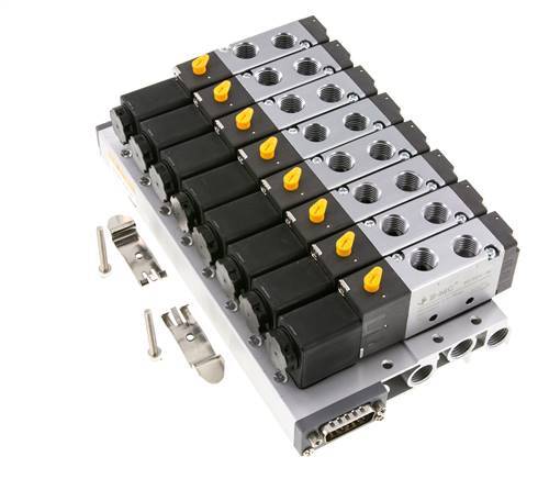 G1/4'' 8x Pneumatic Valve Terminal 24V DC 1.5-8bar/21.0-112psi Multi-pole E.MC