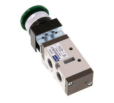 5/2 G1/4'' (G1/8'') Palm Button Valve Green 0-8bar/0-112psi YPC