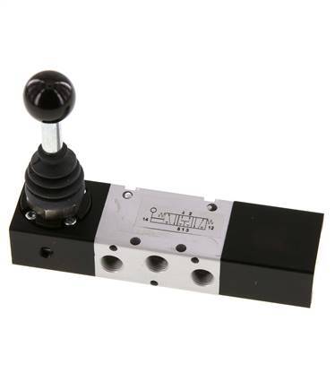 5/3 G1/8'' Pressure Center Hand Lever Valve -0.95-10bar/-13.2-140psi