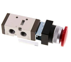 5/2 G1/4'' (G1/8'') Palm Button Valve Red 0-8bar/0-112psi YPC