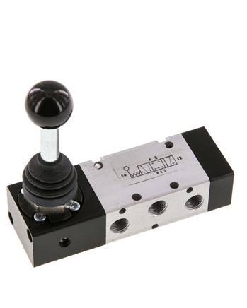 5/3 G1/8'' Center Closed Hand Lever Valve Detent -0.95-10bar/-13.2-140psi