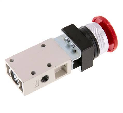 3/2 G1/8'' Palm Button Valve Red 0-8bar/0-112psi YPC