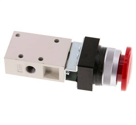 3/2 G1/8'' Palm Button Valve Red 0-8bar/0-112psi YPC