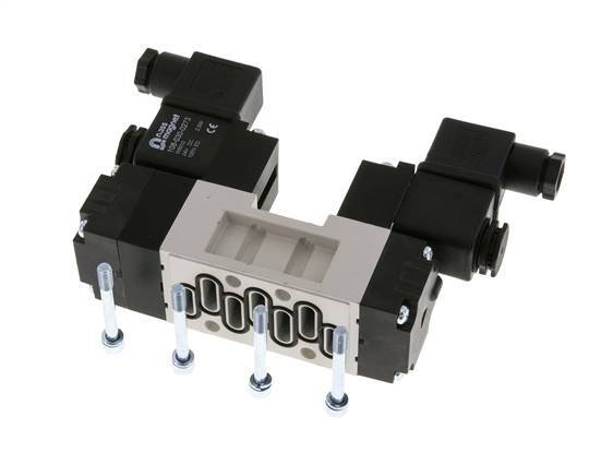5/3 ISO 5599-1 Exhaust Center Solenoid Valve 12V DC 2-10bar/28-140psi YPC