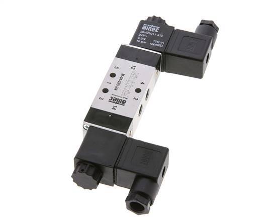 5/3 G1/8'' Center Closed Solenoid Valve 12V DC 3-10bar/42-140psi Airtec