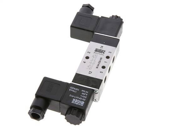 5/3 G1/8'' Center Closed Solenoid Valve 12V DC 3-10bar/42-140psi Airtec