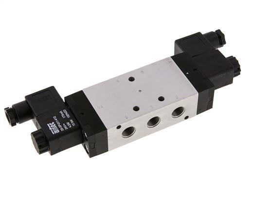 5/3 G1/4'' Pressure Center Solenoid Valve 12V DC 3-10bar/42-140psi Airtec