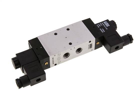 5/3 G1/4'' Pressure Center Solenoid Valve 12V DC 3-10bar/42-140psi Airtec
