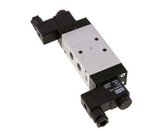 5/3 G1/4'' Pressure Center Solenoid Valve 12V DC 3-10bar/42-140psi Airtec