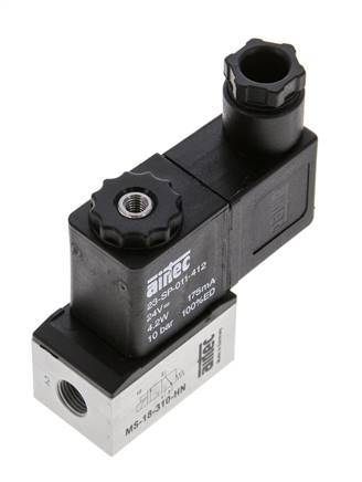 1x3/2 G1/8'' NC Solenoid Valve 24V DC -0.95-10bar/-13.2-140psi Airtec