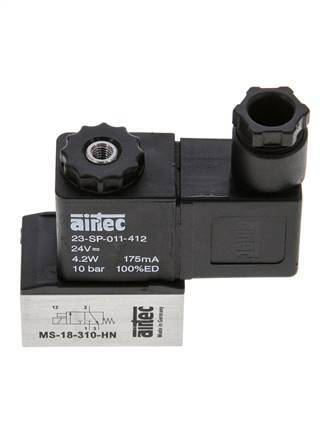 1x3/2 G1/8'' NC Solenoid Valve 24V DC -0.95-10bar/-13.2-140psi Airtec
