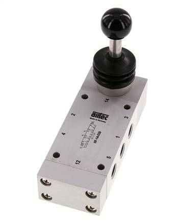 5/3 G1/4'' Center Closed Hand Lever Valve 0-12bar/0-168psi Airtec
