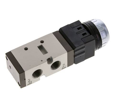 5/2 G1/4'' (G1/8'') Push Button Valve Black 0-8bar/0-112psi YPC