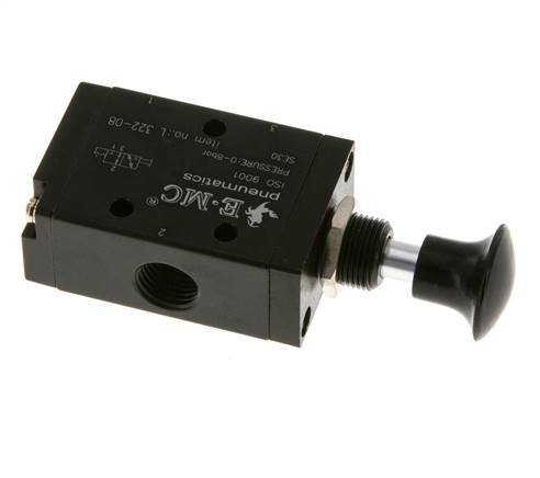 3/2 G1/4'' Axial Hand Lever Valve Detent 0-8bar/0-112psi E.MC