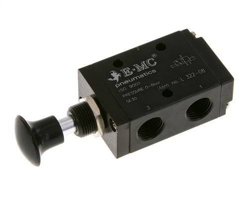 3/2 G1/4'' Axial Hand Lever Valve Detent 0-8bar/0-112psi E.MC