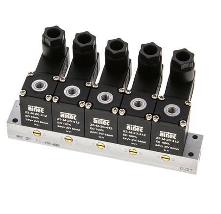 5x3/2 M5 NC Solenoid Valve 24V DC -0.95-8bar/-13.2-112psi Airtec