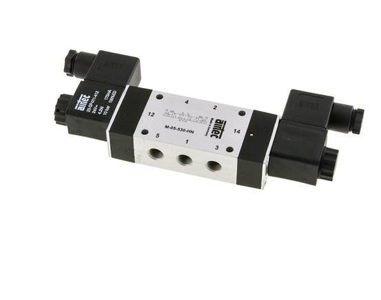 5/3 G1/8'' Center Closed Solenoid Valve 12V DC 3-8bar/42-112psi Airtec