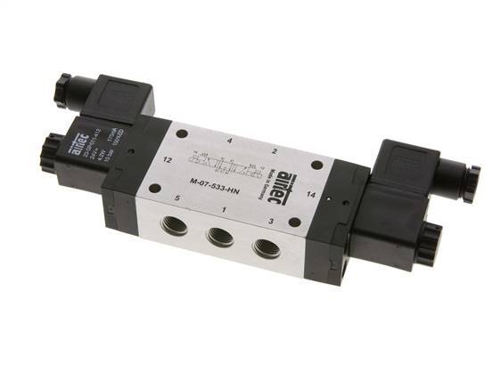 5/3 G1/4'' Exhaust Center Solenoid Valve 230V AC 3-8bar/42-112psi Airtec