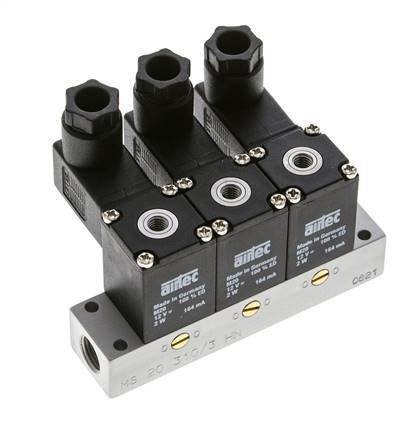 3x3/2 M5 NC Solenoid Valve 12V DC -0.95-8bar/-13.2-112psi Airtec
