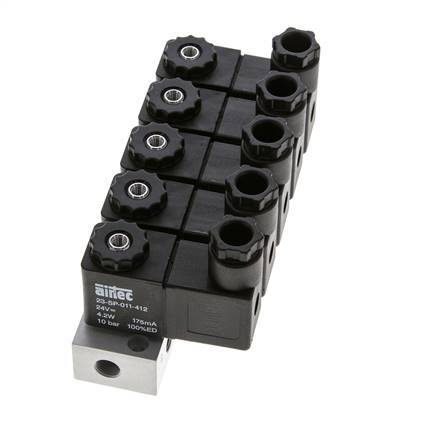 5x3/2 G1/8'' NC Solenoid Valve 24V DC -0.95-10bar/-13.2-140psi Airtec