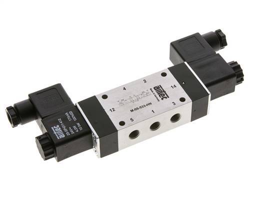 5/3 G1/8'' Exhaust Center Solenoid Valve 24V DC 3-8bar/42-112psi Airtec