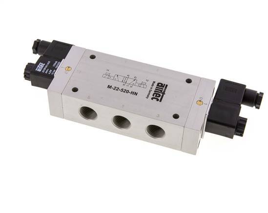 5/2 G1/2'' Bistable Solenoid Valve 230V AC 1-10bar/14-140psi Airtec