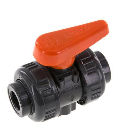 PVC 2-way Ball Valve True Union 16 mm Socket EPDM