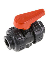 PVC 2-way Ball Valve True Union 16 mm Socket FKM