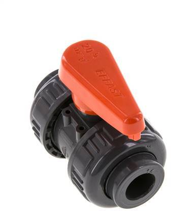 PVC 2-way Ball Valve True Union 16 mm Socket FKM