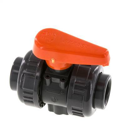 PVC 2-way Ball Valve True Union 20 mm Socket EPDM