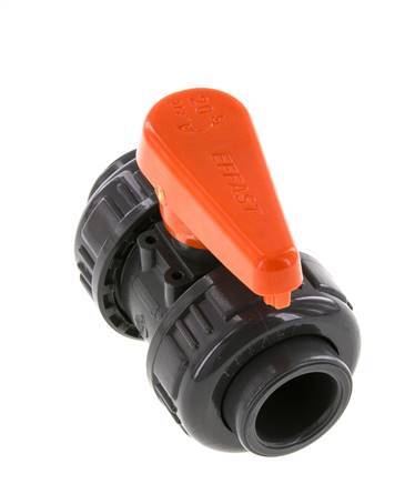 PVC 2-way Ball Valve True Union 20 mm Socket EPDM