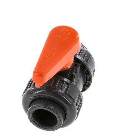 PVC 2-way Ball Valve True Union 20 mm Socket EPDM