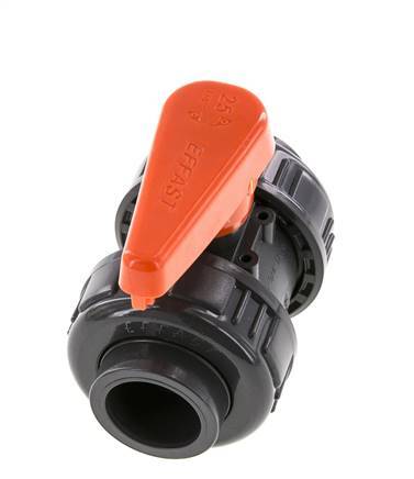 PVC 2-way Ball Valve True Union 25 mm Socket EPDM