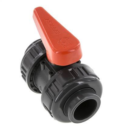 PVC 2-way Ball Valve True Union 25 mm Socket FKM