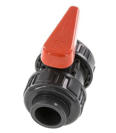 PVC 2-way Ball Valve True Union 25 mm Socket FKM