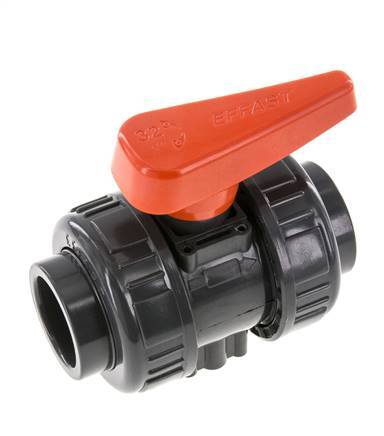 PVC 2-way Ball Valve True Union 32 mm Socket FKM