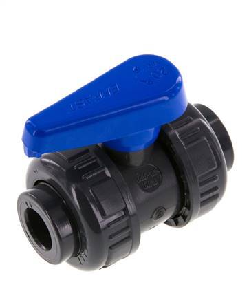 PVC 2-way Ball Valve True Union 16 mm Socket EPDM
