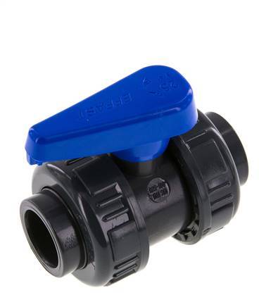 PVC 2-way Ball Valve True Union 25 mm Socket EPDM