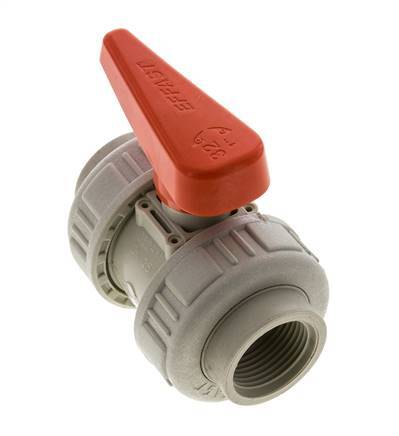 PP-H 2-way Ball Valve True Union Rp 1'' EPDM