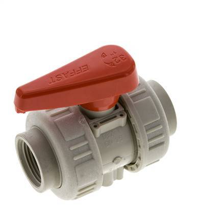 PP-H 2-way Ball Valve True Union Rp 1'' FKM