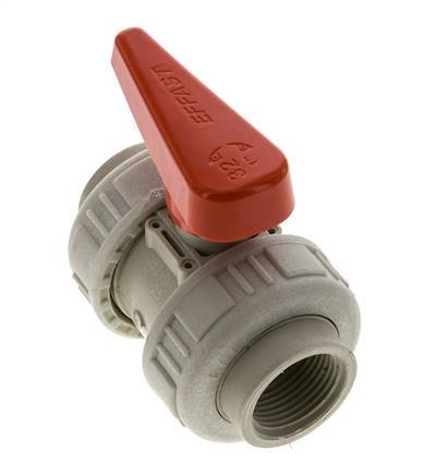 PP-H 2-way Ball Valve True Union Rp 1'' FKM