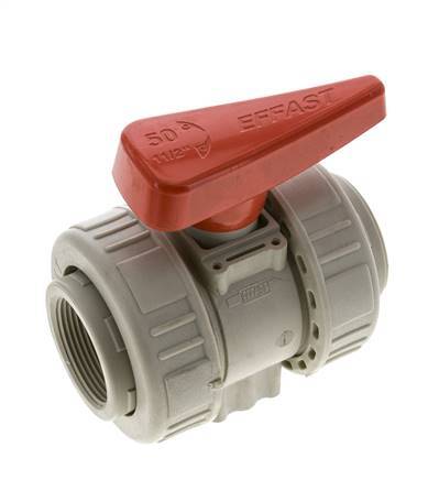 PP-H 2-way Ball Valve True Union Rp 1 1/2'' EPDM