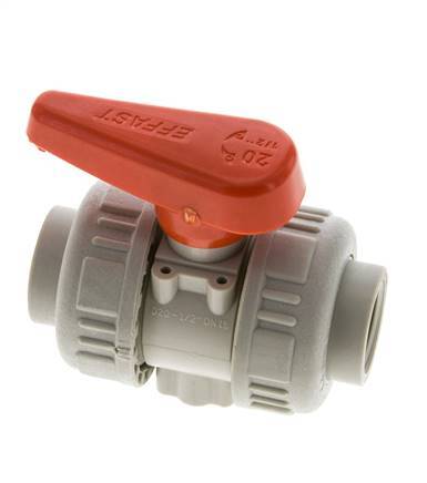 PP-H 2-way Ball Valve True Union Rp 1/2'' EPDM