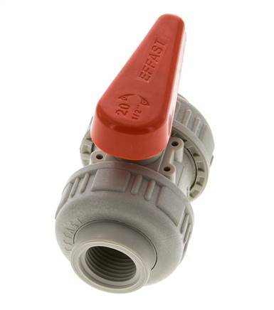 PP-H 2-way Ball Valve True Union Rp 1/2'' EPDM