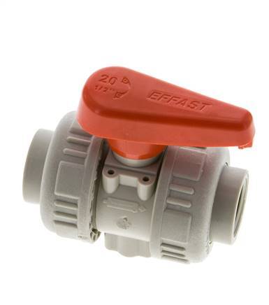 PP-H 2-way Ball Valve True Union Rp 1/2'' EPDM