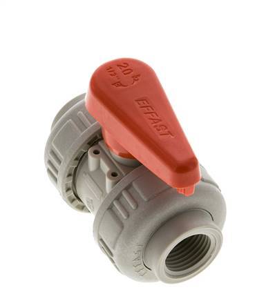 PP-H 2-way Ball Valve True Union Rp 1/2'' EPDM